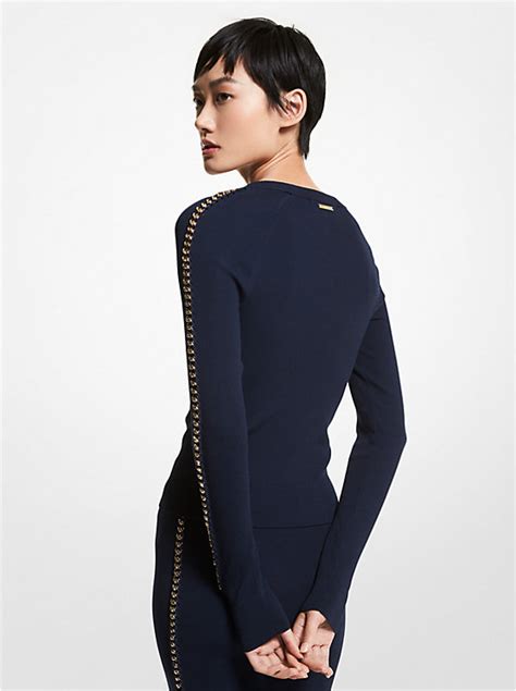 michael kors navy sweater women viscose|KORS Stretch Viscose Sweater .